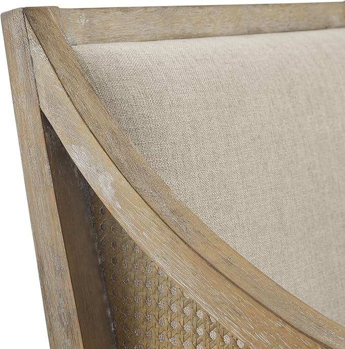 Martha Stewart Isla Accent Chairs for Living Room with Solid Wood Frame Cane Webbed Swoop Track Arms Turned Legs Farmhouse Coastal Cottage Deep Seating Lounge - Reclaimed Wood Natural