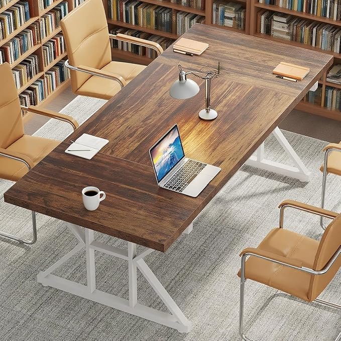 70.8 Modern Executive Computer Desk Wide Writing Desk for Home Office Minimalist Style Workstation Large Study Desk for Bedroom or Workspace White