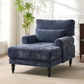 51'' Chaise Lounge Chair Indoor Accent Upholstered Reading Side Armchair Comfy Leisure Sleeper Sofa Chair Chenille Recliner Arm Chairs for Living Room &amp Bedroom Easy Assembly (Blue) | Modern