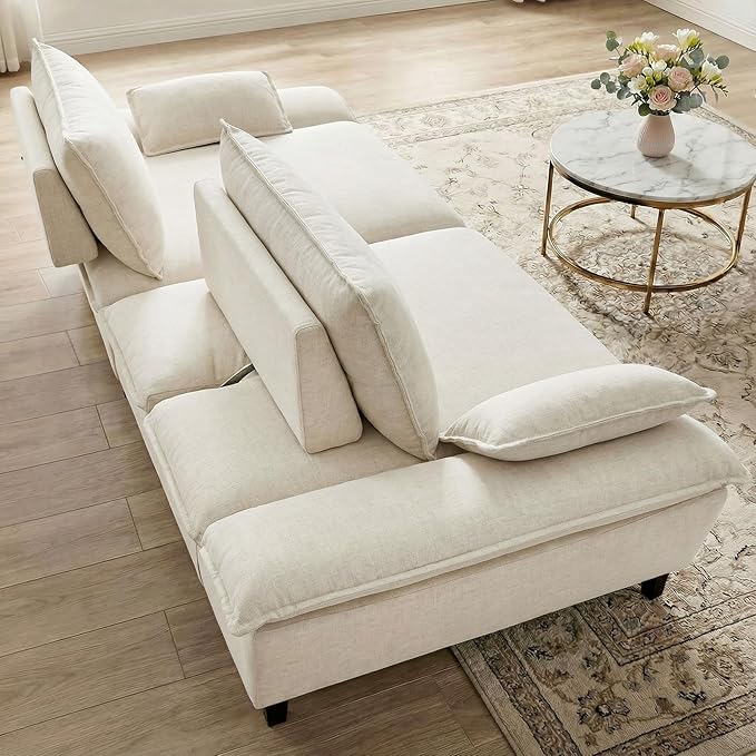 114” Oversized Sectional Sofa – Sailboat Cloud Couch with Adjustable Backrest Extra Deep &amp Wide Seats Modern Sleeper Sofa for Living Room (Natural Beige 114-inch)