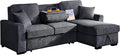 INSTORY Sectional Sleeper Sofa with Pull-Out Bed Drop-Down Table USB &ampType-C Port Cup Holders Dark Gray