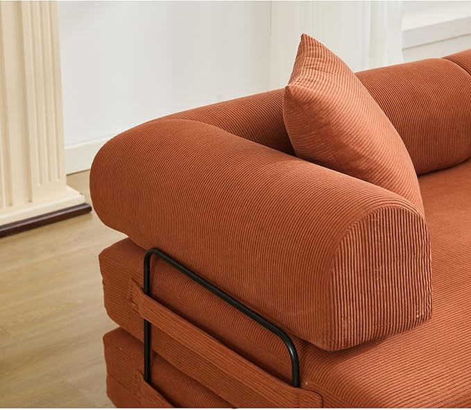 MYFUNSHOP Sleeper Sofa Bed4-in-1 Convertible Folding Boneless CouchFoldable Love Seat with Pillow Corduroy Floor Futon Couch for Living RoomBedroomLounge Studio