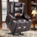 Power Lift Recliners with Massage and Heat for Elderly Electric Lifting Recliner Chair with Cup Holders &amp USB Port Faux Leather Reclining Sofa with Side Pocket for Living Room Brown