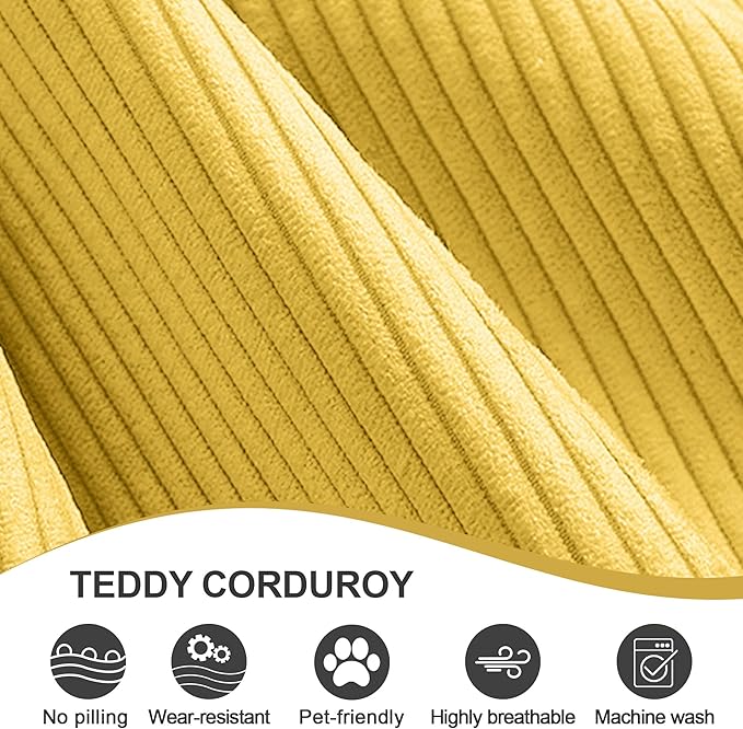 79 Convertible Sofa Bed with Pillows Corduroy Folding Sleeper Sofa with Fixed-Shape Frame Boneless Couch for Living Room Bedroom Floor Sofa Lounge No Assembly Required (C - Style - Yellow)