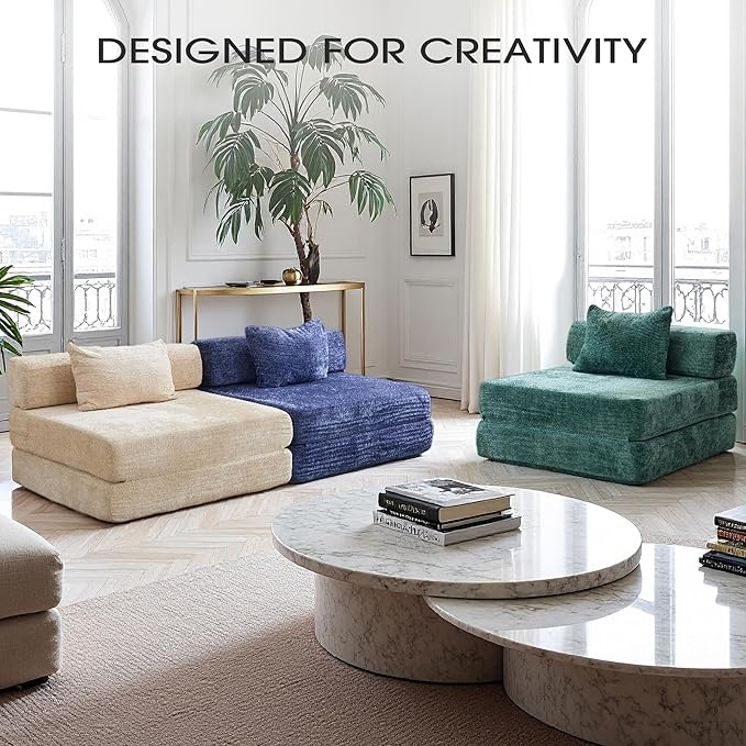 118 Modular Sectional Sofa Bed Upholstered Cloud Couch Comfy Couch with Memory Foam &amp Pocket Springs for Living Room Green