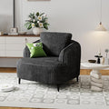 36 Lounge Chair with Metal Leg Accent Chair with Plush Corduroy Upholstery Ergonomic Back &amp Boneless Comfort for Living Room Bedroom Office No-Assembly Charcoal Black