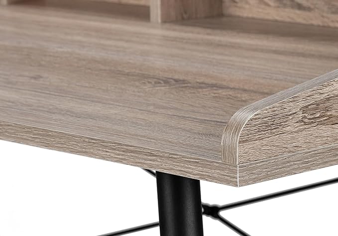 Penau Computer Desk for Home Office Modern Laptop Desk with Storage Shelves 47.25 l Dark Taupe Finish Black Metal Base