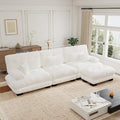 133.8'' Sectional Couches for Living Room Memory Foam Chenille Cloud Couch Round Arm Deep Seat L Shaped Couch Sofa with Pillow and Ottoman