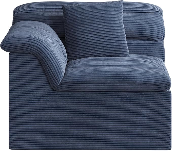 44 Cloud Sectional Couch with Single Arm Modern Compressed Sofa Comfy Sleeper Sofa Corduroy Upholstered Couches for Small Space/Apartment No Assembly Required Blue Left Side