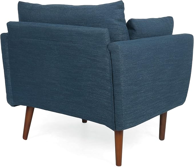 GDFStudio Club Chair Accent Armchair Accent Arm Reading Chair for Living Room Upholstered Armchair Lounge Chair with Comfy Cushion Wooden Leg for Bedroom Office Navy Blue