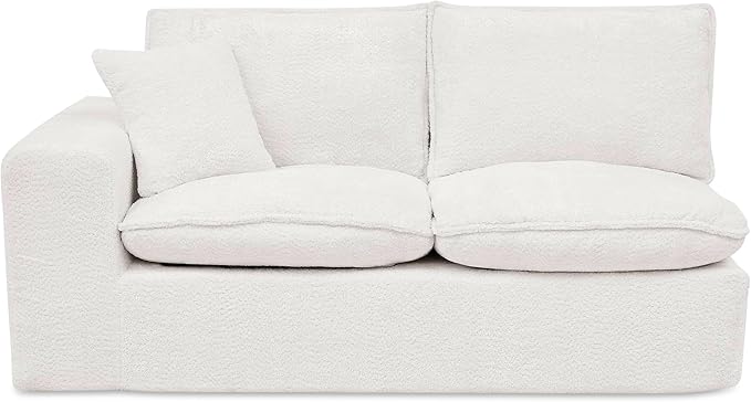 L-Shaped Boneless Modular Sectional Cloud Couches 7 Seat Modular Boucle Floor Foam Boneless Sofa Couch with Ottomans Headrest Pillows and Removable Cushions