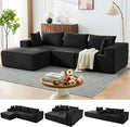 109 Cloud Sectional Couch Boneless Couches for Living Room Modular Sectional Sofa with Deep Seat L-Shape Couch with Chaise Comfy Corduroy Fluffy Modern Modular Sofa No Assembly Required Black