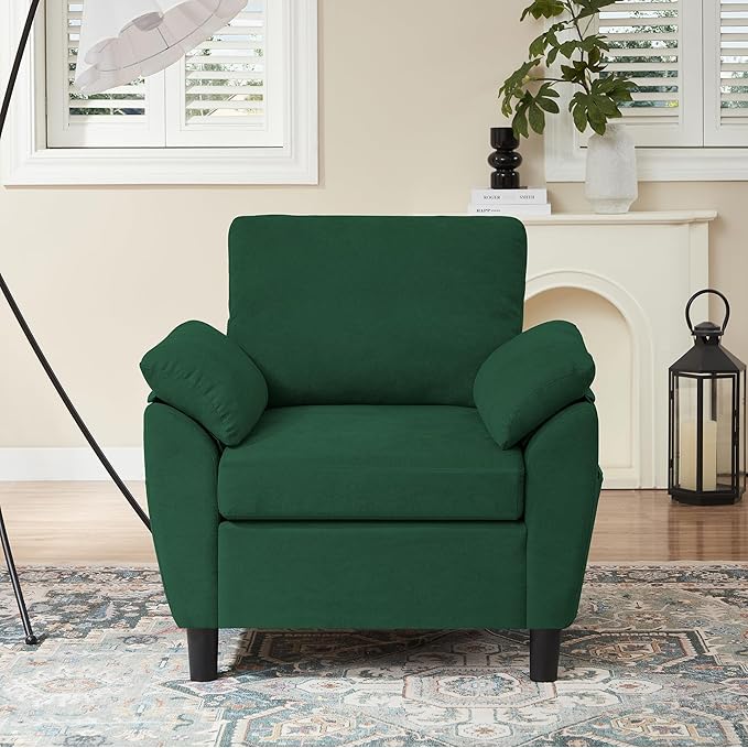 2-Piece Sofa Couch (Loveseat and Chair Set) Modern Sectional Sofa Sets with Wide Arms &amp Side Pockets Modern Comfy Small Couch Set for Living Room Green
