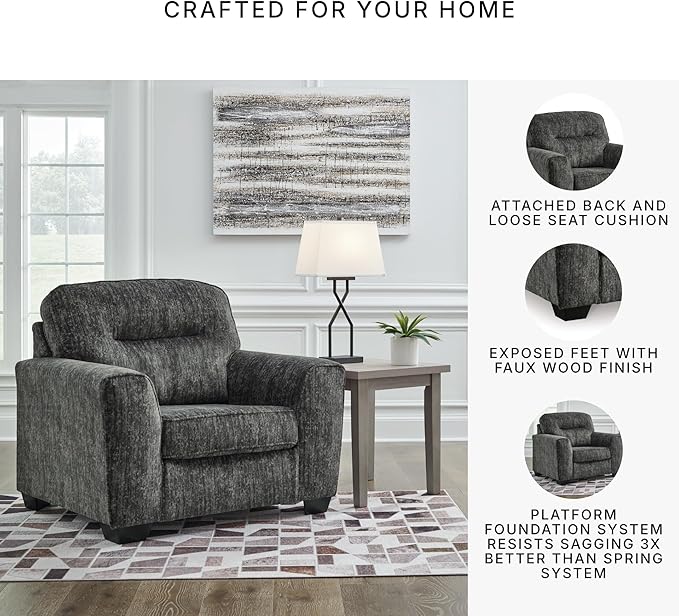 Signature Design by Ashley Lonoke Contemporary Upholstered Oversized Chair Gray