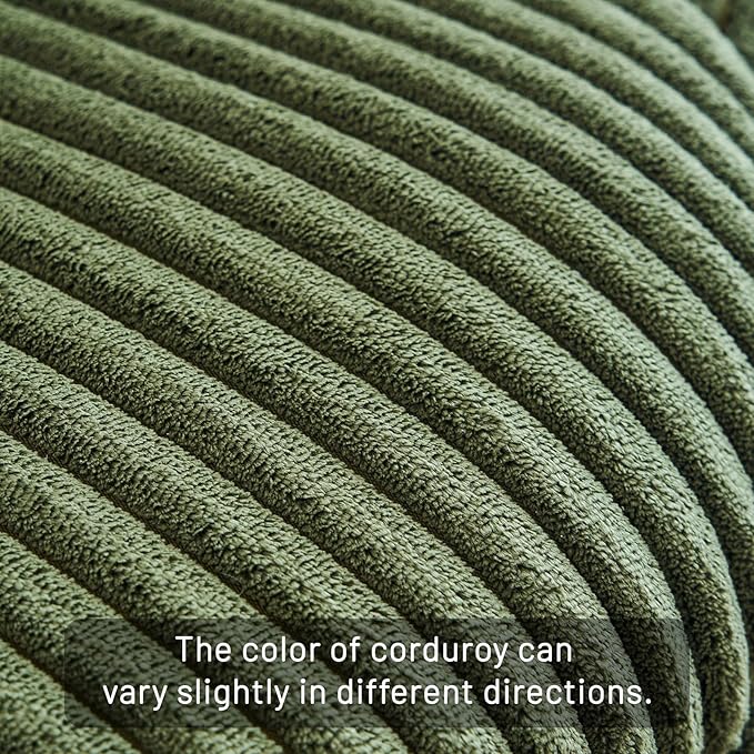 Furniliving Upholstered Swivel Accent Chair for Living Room Modern Armchair Side Chair with Headrest Bedroom Chair with Metal Legs Comfy Sofa Chairs with Pillow Large Corduroy Green