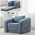 Light Blue Folding Sofa Bed Single - 40 Convertible Chenille Cloud Sleeper Lounge Chair with Floor Mattress &amp Pillow No Assembly Boneless Fold Out Couch for Bedroom Livingroom (Light Blue 40 W