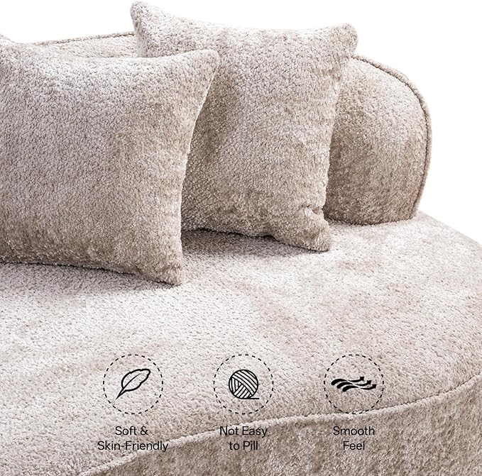 Modular Sectional Sofa Cloud Boneless Couch with Layered Cushion Upholstered Sofa in a Box Flexible Module Combination for Living Room No Assembly (Camel 114”)