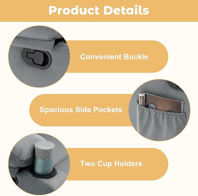 Recliner Chair Small Recliners for Small Spaces Reclining Chair Manual Recliner with Cup Holders and Side Pockets Chairs for Living Room Bedroom Nursery