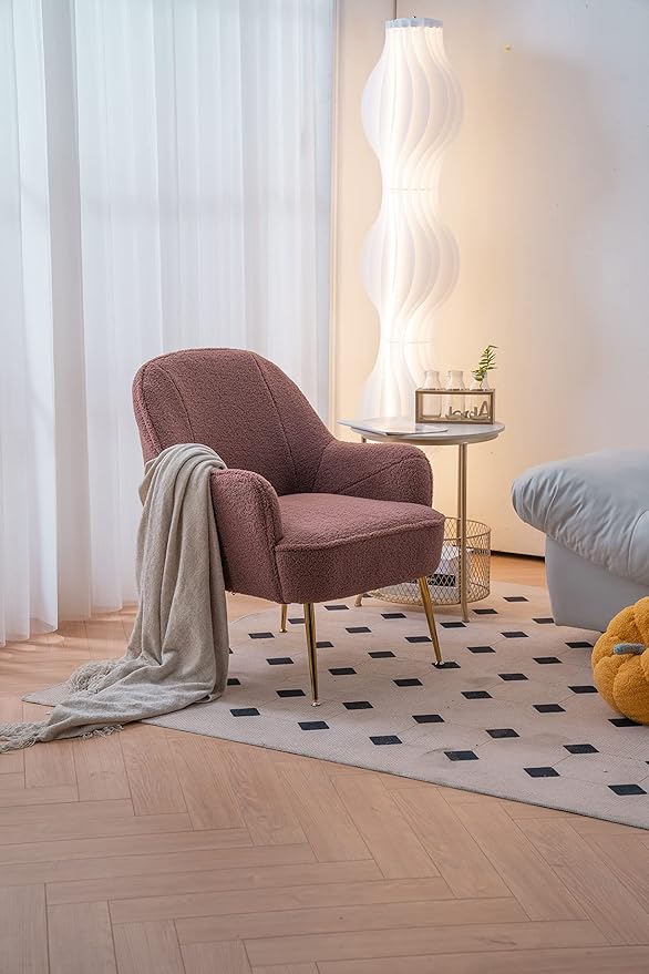 Modern Soft Fabric Red Ergonomics Accent Chair Living Room Chair Bedroom Chair Home Chair with Gold Legs and Adjustable Legs for Indoor Home