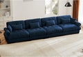 166 Modern Oversized Modular Cloud Sectional Sofa 4-Seater L-Shaped Couch Sofa with Pillows and Thick Cushions Comfortable Velvet Living Room Sofas Set for Home Theater &amp Apartment Blue
