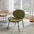 Mid-Century Modern Accent Chair Fabric Upholstered Lounge Chair Curved Back Side Chair for Living Room Bedroom Reading Nook Office (Green + Fabric Set of 1)