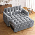 Amada 3 in 1 Convertible Sleeper Sofa Bed Futon Couches for Living Room with USB Ports &amp Side Pockets Adjustable Backrest Velvet Fabric Pull Out Couch Loveseat Sectional Sofa Bed(Grey)