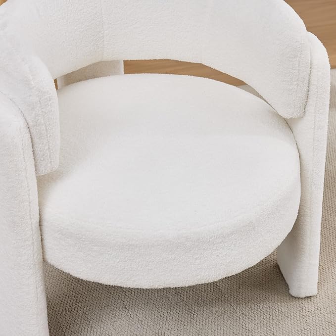 Barrel Accent Chair for Living Room Modern Upholstered Barrel Armchair Teddy Velvet Comfy Padded Reading Chairs for Bedroom Single Sofa Chair with Wood Frame - Barrel