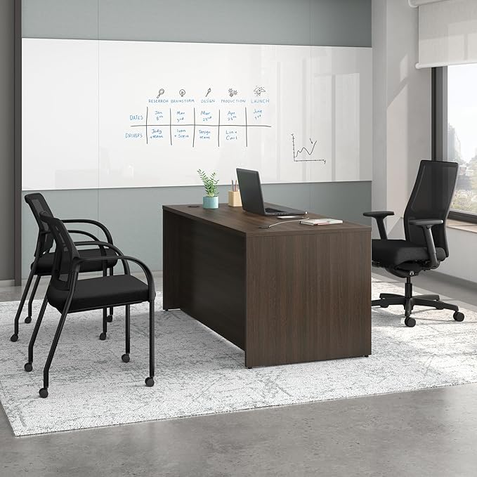 HON MOD Executive Office Desk with Drawers Modern Computer Desk with Double Pedestals Home Office 66 W Java Oak