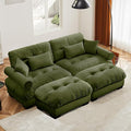 Setawix Modern U-Shaped 2 Seater Cloud Sofas Couches with Deep Seat for Living RoomComfy Velvet Modular Sectional Sofa with Movable OttomansDIY Combination CouchTufted(Olive)