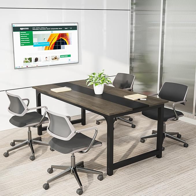 Tribesigns Modern Computer Desk 63 x 31.5 inch Large Office Desk Computer Table Study Writing Desk Workstation for Home Office Grey/Black