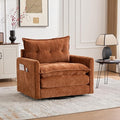 360° Swivel Accent Chair36.22” Swivel ArmchairSquare Accent Barrel Chair with Side Pockets - Upholstered Comfy Single Sofa Chair for Living Room Bedroom Reading Nook (Brown)
