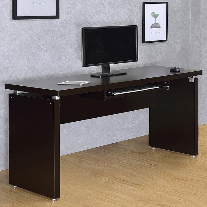 Coaster Home Furnishings - Skylar - Engineered Wood - 55-Inch L-Shape Computer Desk with Slide-Out Keyboard Tray Mobile File Cabinet and Metal Extension Glides - Home Office - Cappuccino - 800891