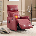 Manual Swivel Rocker Recliner Chair for Adults Overstuffed Reclining Glider Chair for Nursing with Vibration Massage &amp Heat Living Room Rocking Recliner 2-Stage backrest Faux Leather Red