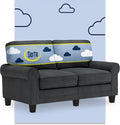 Serta Copenhagen 61 Rolled Arm Sofa Easy Care Polyester Soft Pillow Back Pocket Coil Seat Cushions Removable Covers Loveseat or Couch for Small Spaces Living Rooms or Bedrooms Charcoal