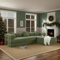 108 W Corduroy Modular Cloud Couch with Fixed-Shape Frame Oversized L-Shaped Sectional Sleeper Sofa Bed with Pull Out Bed No Assembly Modern Floor Boneless Couch for Living Room (Green)