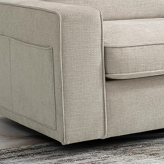 73 2-Seater Modular Sectional Sofa Loveseat Modern Comfy Chenille Couch with Removable Chenille Washable Cover Seat Storage and USB Port for Living Room Office Apartment Easy to Install Beige
