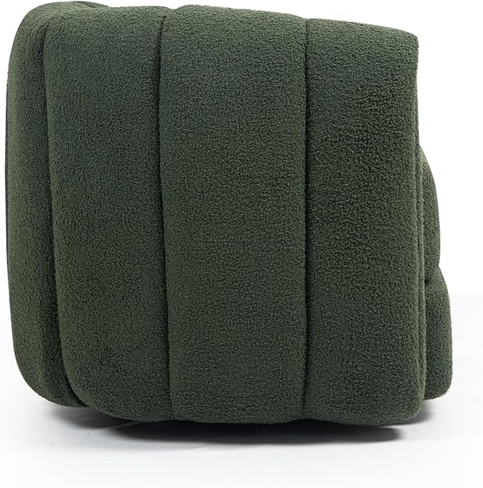 Swivel Accent Chair for Livingroom Teddy Fabric 360 Degree Round Swivel Barrel Armchair Wide Upholstered for Living Room Bedroom Reading Waitingroom (Green+Dark Green)
