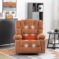 Oversized Power Lift Rocker Recliner Chair with Massage Heat for Elderly Adults Ergonomic Rocking Lounge Sofa Chair for Living Room Comfy Overstuffed Recliner with Side Pockets Cup Holders (Brown)