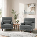 Mid-Century Modern Accent Chair Upholstered Chenille Arm Chair with Wood Frame &amp Pillow for Living Room Bedroom Comfy High-Resilient Sponge Reading Lounge Sofa Chair for Small Spaces