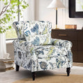 Floral Accent Chair with Lumbar Pillow Retro Wingback Armchair with Nailhead Trim &amp Rolled Arms Modern Linen Fabric Upholstered Recliner for Living Room Bedroom Reading Chair Easy Assembly