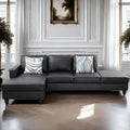 L Shaped Sectional Modern Sofa - Convertible Leather Sleeper Bed Couch Set with Reversible Chaise Lounge Modular Cloud Couch for Living Room Apartment