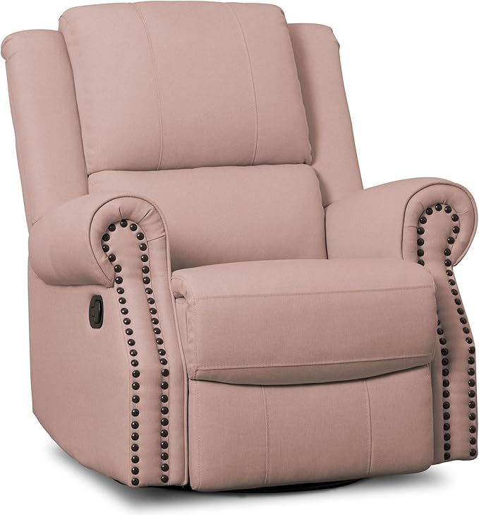 Delta Home Denham Recliner Glider Swivel Chair Adult Wood Blush