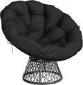 Garvee Papasan Chair 37 Ergonomic Wicker Papasan Chair with Extra-Thick Soft Fabric Cushion Heavy-Duty Steel Frame 360° Swivel Base for Living Room Bedroom &amp Reading Nook – All Black