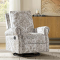 HULALA Home Modern Rocker Recliner Printed Fabric Swivel Glider with Adjustable Backrest &amp Footrest Beige