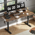 ONBRILL Standing Desk with 2 Adjustable Monitor Shelves 63 x 24 Inches Electric Stand Up Desk with Memory Controller and Adjustable Height from 28-46 inches for Computer Workstations Rustic Brown