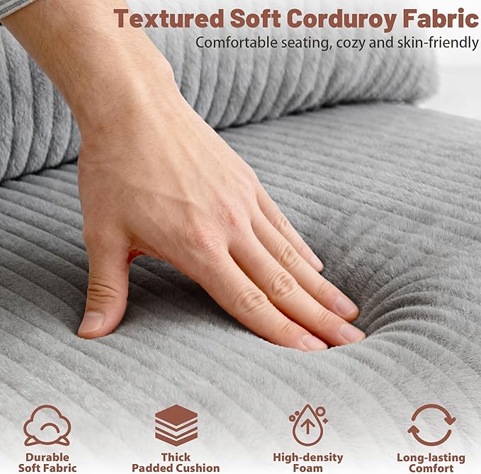 Accent Chair Mid-Century Modern Armchair with Waist Cushion Fabric Lounge Reading Chair with Wood Frame Comfy Single Sitting Seat for Living Room Bedroom Balcony up to 450lbs Gray