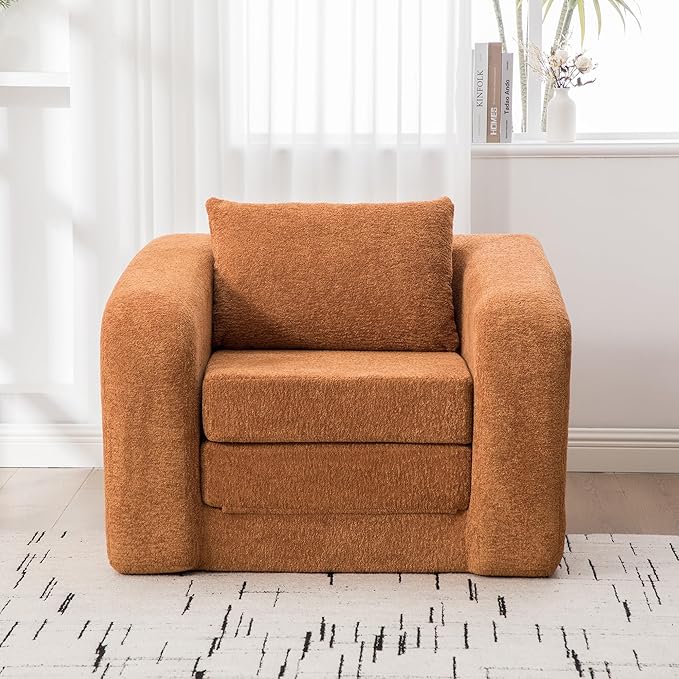 KEIKI 40 Convertible Single Sleeper Chair Bed with Pillow Boneless Cloud Folding Sofa for Living Room Lounging Kids’ Room Play Seating Dorm Study Corner &amp Guestroom Comfort