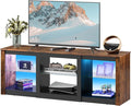 WLIVE RGB LED TV Stand for 65-Inch TV 58-Inch Entertainment Center with Adjustable Glass Shelves Modern Media Console for Living Room &amp Bedroom Rustic Brown