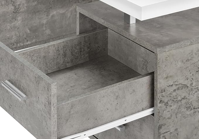 Monarch Specialties I 7633 Computer Desk Home Office Laptop Left Right Set-up Storage Drawers 60 L Work Metal Laminate Grey White Contemporary