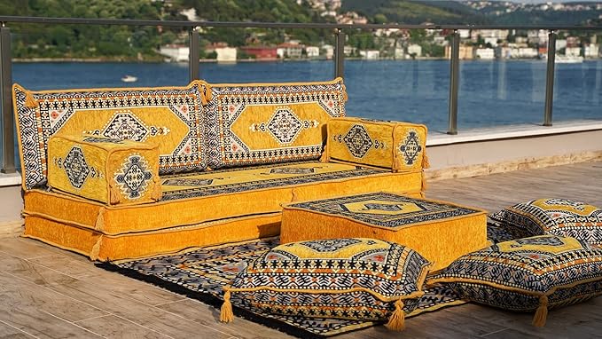 arabicsofa Arabic Jalsa Floor Sofa – Traditional Handmade Floor Cushion Sofa for Living Room